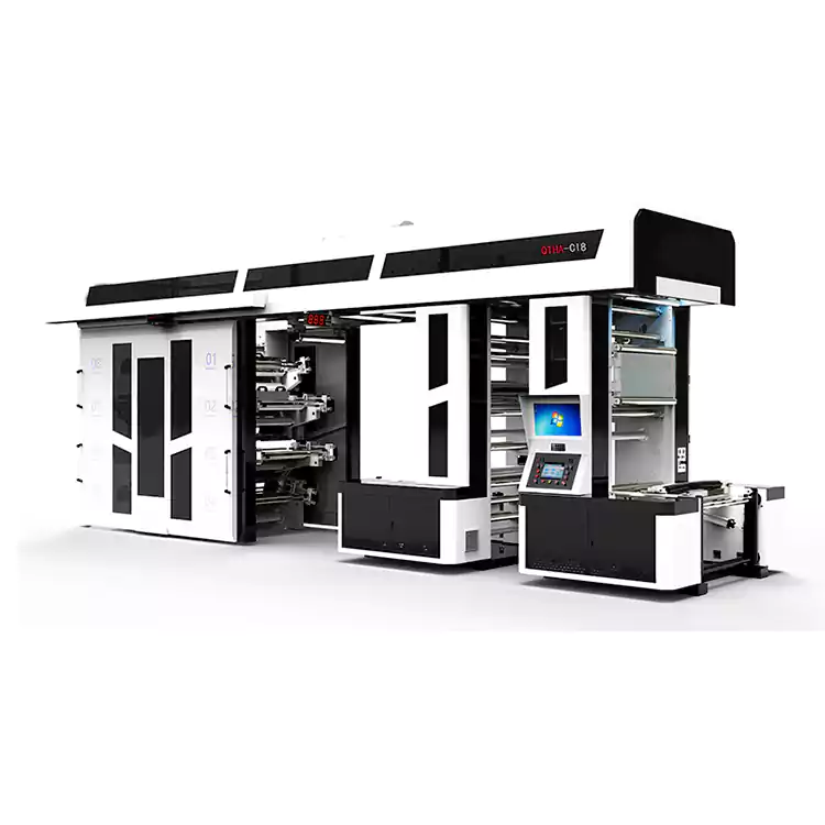 8 spalvų didelės spartos pusiau servo pavara centrinė atspaudų fleksografinė spausdinimo mašina